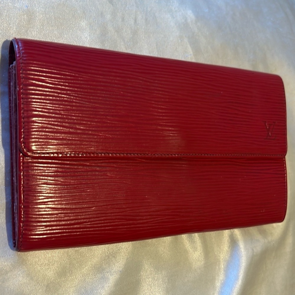 Authentic Louis Vuitton Red Epi Leather Long Wallet